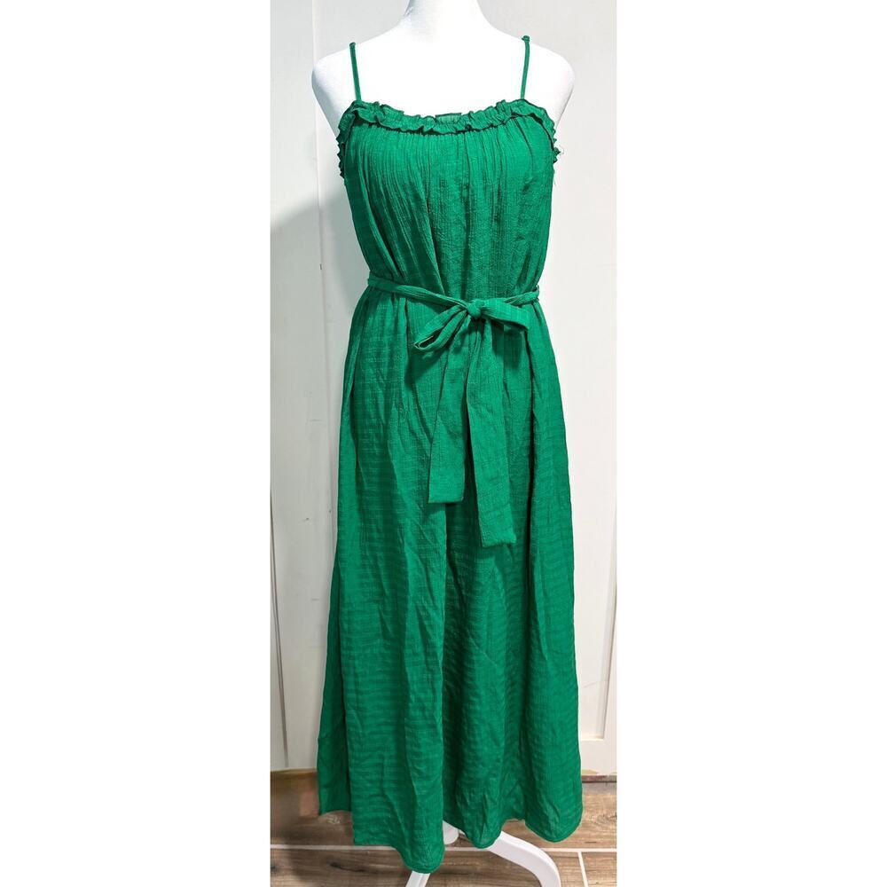 NWT Compania Fantastica Green Tie-Waist Spaghetti Strap Maxi Dress Size S - Picture 3 of 6